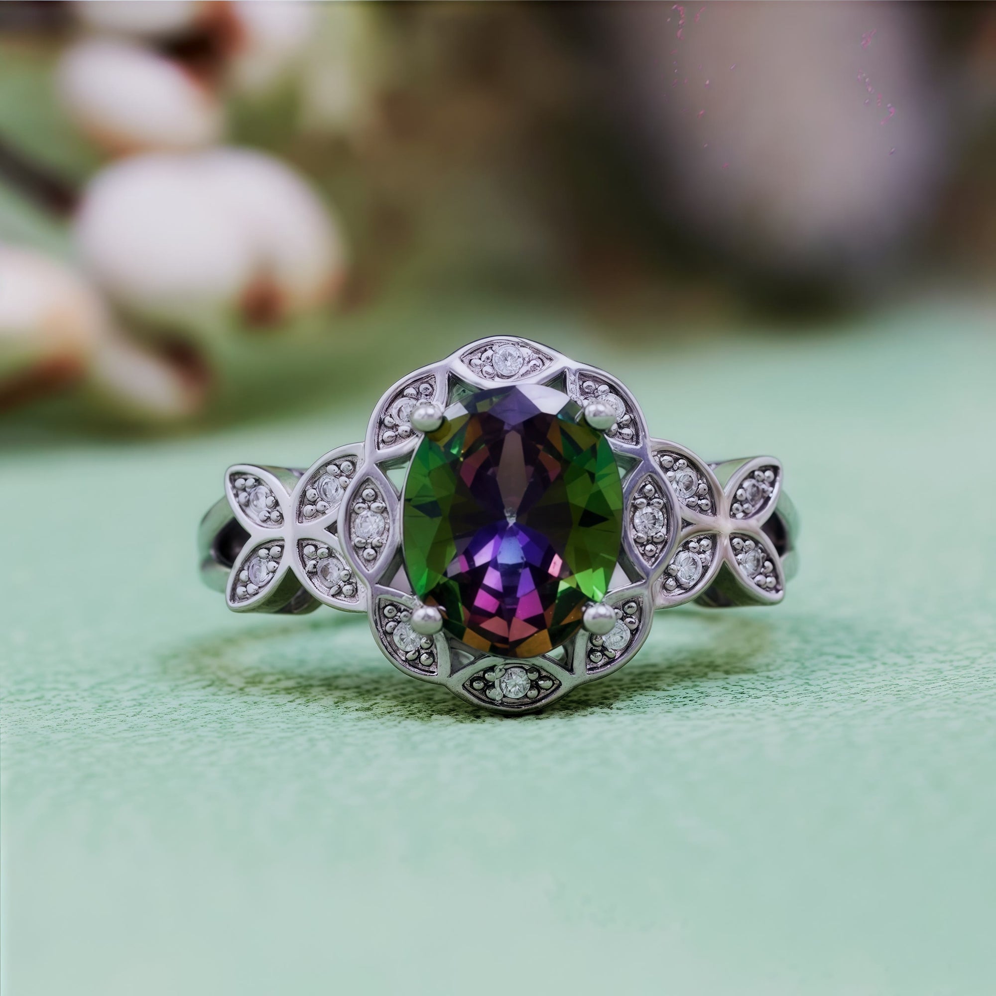 "Mystic Blossom" Alexandrite Butterfly Carved Ring