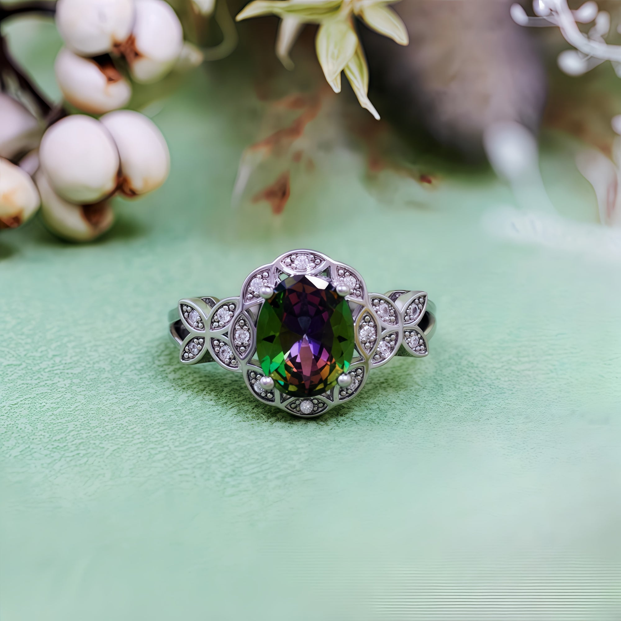 "Mystic Blossom" Alexandrite Butterfly Carved Ring