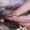 "Heart Glow" Citrine Crown White Zircon Ring