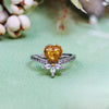 "Heart Glow" Citrine Crown White Zircon Ring