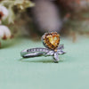 "Heart Glow" Citrine Crown White Zircon Ring