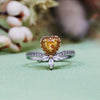 "Heart Glow" Citrine Crown White Zircon Ring