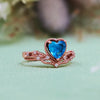 "Heart Azure" Blue Topaz Crown Shape Ring