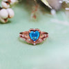 "Heart Azure" Blue Topaz Crown Shape Ring