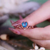 "Heart Azure" Blue Topaz Crown Shape Ring