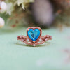 "Heart Azure" Blue Topaz Crown Shape Ring