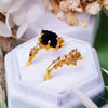 Evolvegem "Celestial Sand" 2Pcs Blue Sandstone Ring Set