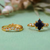 Evolvegem "Celestial Sand" 2Pcs Blue Sandstone Ring Set