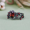 Evolvegem "Scarlet Venation" Black Ruby Quartz Leaf Ring