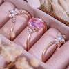 Evolvegem "Rosé Luminae" 3Pcs Pink Tourmaline Ring Set