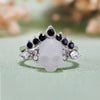 Evolvegem "Gothic Crown" 2Pcs Skull Gemstoen Ring Set