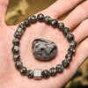 Evolvegem "Andromeda Ash" Snowflake Stone Cube Hematite Bracelet