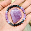 Evolvegem "Midnight Lavender Sonata" Amethyst Hematite Obsidian Bracelet